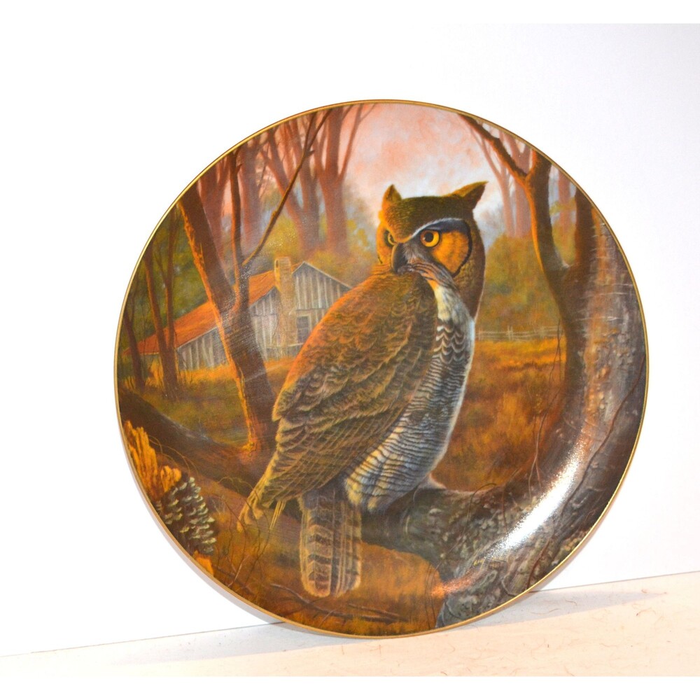 Vintage Owl Collectible Plate for Display Rustic Woodland Cottage Core